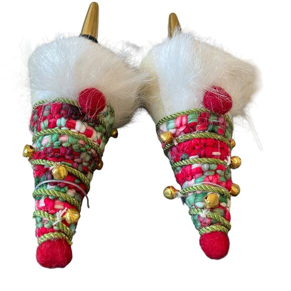 Set of 2 Christmas Bottle Stoppers Beaded Faux Fur Holiday Glam New - Picture 4 of 11